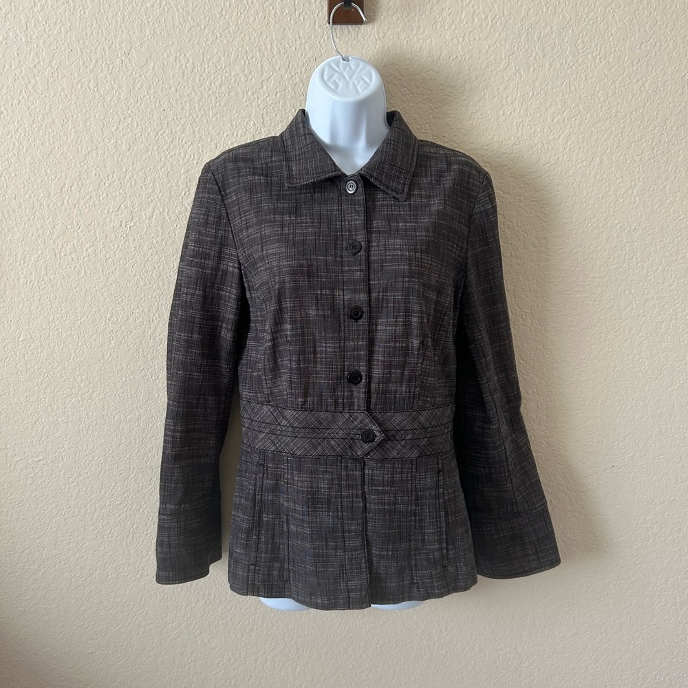 Gray Tailored Blazer with Peplum Waist